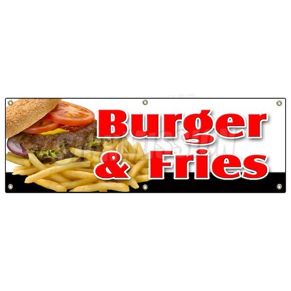 Signmission BURGER & FRIES BANNER SIGN cheeseburger french fries grill beef cheese B-72 Burger & Fries - main